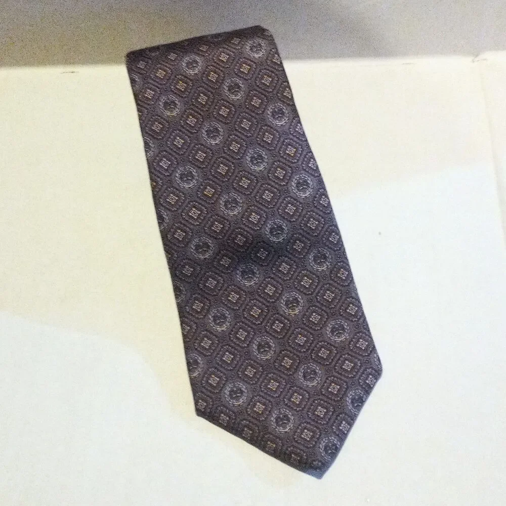 Vintage Liberty Of London Silk Tie-Wreath-Crowns-1990s-Standard-Classic-Prep